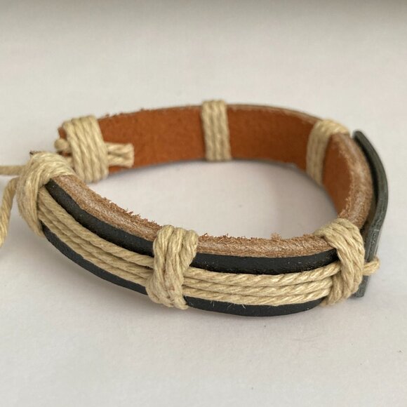 Vintage The Lords Prayer Leather Bracelet Mens Womens Adjustable Rope Catholic - Picture 8 of 10